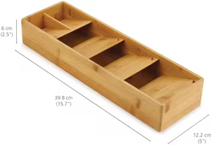 Bandeja de Cubiertos de Bambú Ahorradora de Espacio - Organizador de Cocina Apilable para Cucharas, Tenedores y Cuchillos - Product Image 4