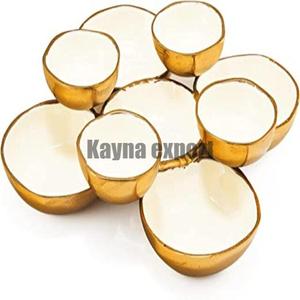 Tazón Cluster, Chapado en Oro, Acabado en Esmalte Blanco, Pulido, Artesanía en Metal, Moderno, de Lujo, para Fiestas, Multiusos - Product Image 1