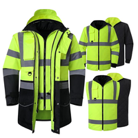 Veste de travail haute visibilité chaude pour hommes, avec fermeture éclair et poches, idéale pour les travaux routiers