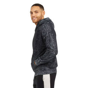 Personnalisez les sweats à capuche épais noirs solides de 600GSM pour hommes, pulls streetwear délavés à l'acide pour vêtements d'extérieur d'automne brodés - Product Image 4