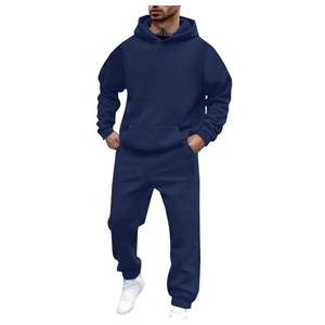 2025 nouvelle mode hommes survêtement ensembles à capuche et pantalon femmes couleur unie pull à capuche + pantalon costume vêtements de sport décontractés ensembles mâle - Product Image 2