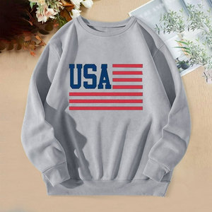 Sudadera con hombros descubiertos y gráfico de gran tamaño para mujer, Sudadera con capucha patriótica suave de algodón, ropa cómoda y elegante - Product Image 2