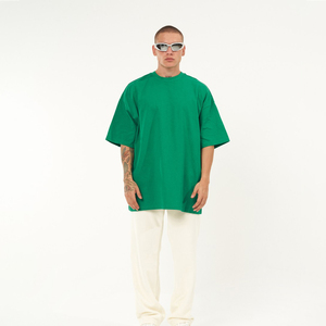 Camiseta pesada de algodón 300 Gsm para hombre, camisetas lisas de cuello redondo personalizadas de gran tamaño para hombre, estilo callejero hecho en Pakistán - Product Image 3