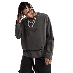 Sudaderas de gran tamaño pesadas desgastadas de alta calidad al por mayor sudaderas con capucha de lavado ácido sudaderas con hombros caídos al por mayor - Product Image 6