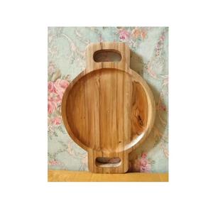 Plateau de service en bois naturel avec vernis pour hôtel à moindre coût assiette de service en bois unique pour la maison et la vaisselle - Product Image 4