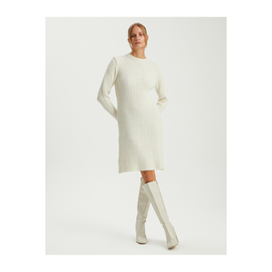 Robe courte à rayures en laine mélangée, robes décontractées, produit - Product Image 1