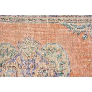 Tapis vintage, tapis turc 2,6x8,7 pieds, tapis oriental en laine orange - Product Image 5