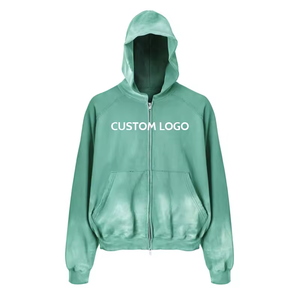 OEM muestra gratis Sudadera con capucha 100% algodón en blanco de gran tamaño Zip Up Vintage Acid Wash Sun Faded Hoodies para hombres - Product Image 2