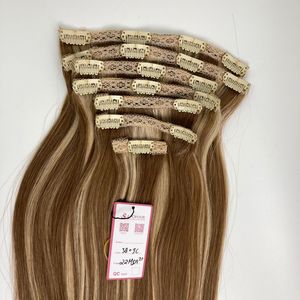 ผมต่อแบบคลิปหนีบผมมนุษย์ผมตรงสีเปียโนผสมจากผู้จำหน่ายขายส่ง - Product Image 3