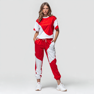 100% Cotton Polyester <b>T</b> <b>Shirt</b> Tracksuit Women Summer Crew Neck Tee Top Trouser Two Piece Set Jogging Wear <b>T</b> <b>Shirts</b> Track <b>Suit</b> - Product Image 6