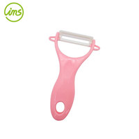 Ensemble de 3 pièces : mini couteau de cuisine en céramique, éplucheur, planche à découper rose, écologique, 15,5x20cm, couteau 13x7,6cm, éplucheur, modèle IMS