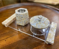 Ensemble de brûleur à bakhoor en bois et résine, artisanal, écologique et luxueux, avec boîte et plateau, porte-encens Medkhan, parfum Fraise Océanique