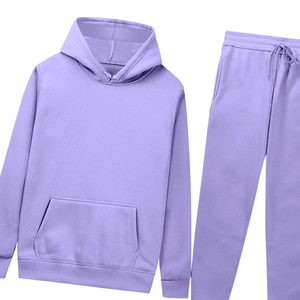 Ensemble de survêtement violet lavande avec sweat à capuche et pantalon de jogging pour hommes et femmes, vêtements de sport décontractés d'hiver, vente en gros, usine OEM, logo personnalisé - Product Image 2