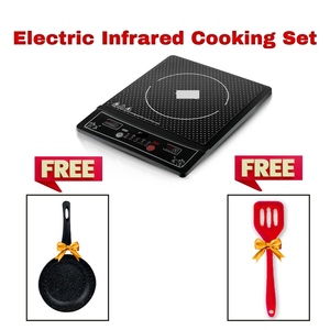 Cuisinière en céramique infrarouge igital 2000W Plaque chauffante à chauffage rapide avec poêle à frire et cuillère de cuisson gratuites - Product Image 1