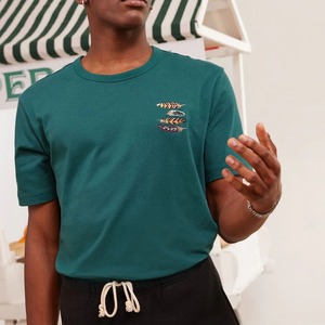 Camiseta bordada 3D de cuello redondo para hombre 230 GSM 100% algodón ligero bordado Logo camiseta de gran tamaño camiseta Unisex - Product Image 3