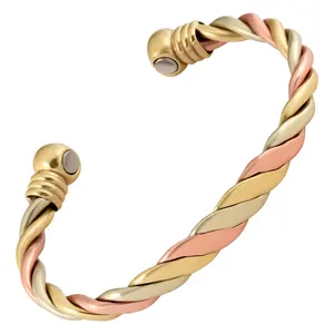 Royal Artisans HG7PL <b>Copper</b> Magnetic Twisted Cuff <b>Bracelet</b> Polished Finish Customizable Color & Size Unisex Design - Product Image 1