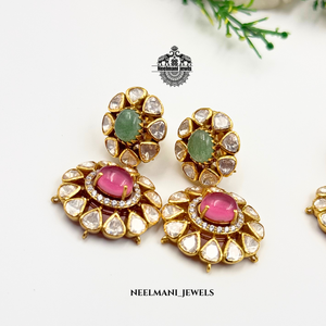 Pendientes Colgantes de Esmeralda y Rubí, Modernos, Geométricos, Clásicos, Florales, para Regalo de Boda, Cristianos, Bonitos, con Diamantes - Product Image 2