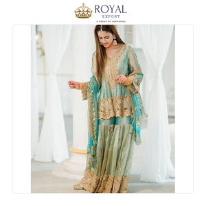 Suministro al por Mayor de Ropa de Estilo Indio, el Mejor Traje Sharara de Seda Fandy Pesada con Bordado de Lentejuelas Zari para Fiestas, en Venta - Product Image 3