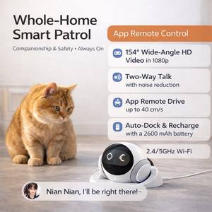 Caméra robotique interactive pour animaux de compagnie OEM avec patrouille automatique, audio bidirectionnel, jeu laser, surveillance mobile complète à domicile pour chats et chiens - Product Image 4