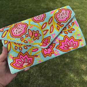 Sac à main en perles de verre multicolores avec poignée Sac à main décontracté Artisanat indien fait à la main Forme personnalisée MS Artisanat - Product Image 1