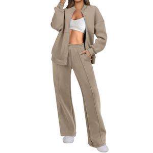 Women's 2-Piece Sports Set Customized Oversized Tracksuit and Tight-Fitting <b>Bodysuit</b> for Casual <b>Gym</b> Fitness Wholesale - Product Image 1