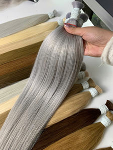Extensions de cheveux en vrac Produit de vente chaud 2025 couleur gris argent 60cm naturel droit 100% cheveux vietnamiens de haute qualité - Product Image 2