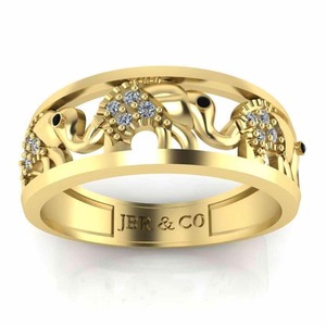 Offre spéciale diamant rond plaqué or 925 argent sterling bonne chance éléphant bague de mariage pour les femmes au prix de gros - Product Image 3