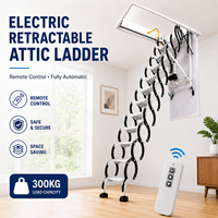 Échelle de grenier télescopique électrique en acier pliable avec main courante, capacité de charge de 300 kg, pour usage domestique et professionnel