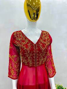 Anarkali ชุดทำงานด้วยมืองานปาร์ตี้ดีไซน์ใหม่ - Product Image 5