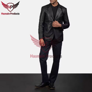 Men's Business Casual Genuine <b>Leather</b> <b>Blazers</b> <b>Jacket</b> Spring Autumn Fashion Lapel Suit Coat Casual Dress Suit for Men - Product Image 3