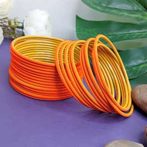 Conjunto de brazalete indio Brazalete clásico Acabado mate liso Metal Boda nupcial Brazalete al por mayor Joyería India para mujeres, naranja - Product Image 2