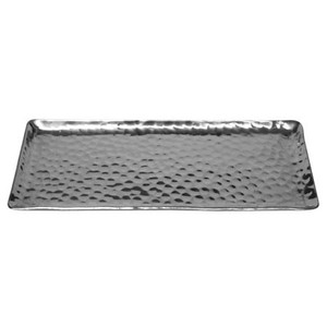 Elegant Decorative Hammered Coffee Tea Cup <b>Tray</b> Nickel Plated Metal Crystal <b>Mirror</b> Serving <b>Tray</b> - Product Image 1