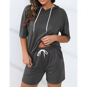 เซตเสื้อยืดและกางเกงขาสั้นผ้าฝ้าย100% สำหรับผู้หญิงชุดลำลองเซตคู่2026 - Product Image 2