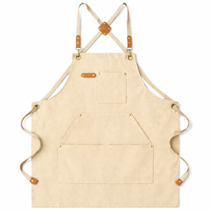 Delantales de Chef Personalizados con Logotipo para Hombre y Mujer, con Bolsillos, Delantal de Cocina Resistente de Lona de Algodón para Cafetería - Product Image 1