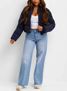 Veste matelassée à capuche pour femme, bleu marine, veste d'hiver matelassée et isolée, légère, chaude, avec fermeture éclair, vêtements d'extérieur décontractés - Product Image 3