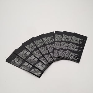 Matériau recyclé Ruban de satin noir Impressions blanches Entretien Lavage Étiquette principale Marque Logo Nom Contenu Composition Vêtements Étiquette - Product Image 5