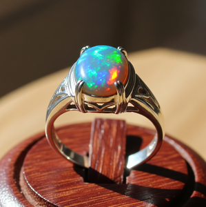 Custom High Quality Alloy Fashion <b>Ring</b> Latest Design Ethiopian Opal <b>Crystal</b> Band Platinum Plated Trendy Men's Wedding Parties - Product Image 1
