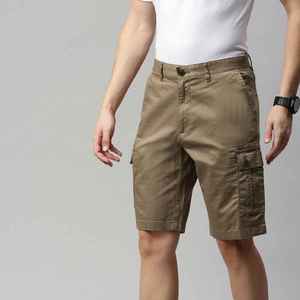 Shorts en coton pour hommes, style cargo color block, taille élastique, streetwear décontracté - Product Image 5