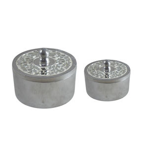 Boîte à biscuits décorative ronde en aluminium et pierre, idéale pour la maison, les restaurants, la vaisselle, design décoratif, pots à nourriture - Product Image 2