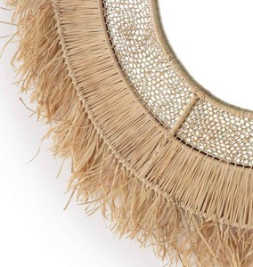 Miroir mural bohème de haute qualité en raphia naturel, miroirs soleil, décoration murale - Product Image 2