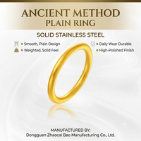 Bague pour femme en acier inoxydable poli et lisse, plaqué or 18 carats, style coréen, avec forme géométrique, idéale pour un cadeau