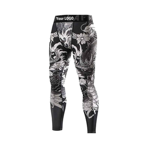Transpirable Spandex Poliéster Mens Leggings Custom Gym Fitness Fabricación OEM - Product Image 1