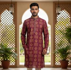 ชุดนอนผ้าไหม Kurta พร้อมพิมพ์ดิจิตอลเหมาะสำหรับงานแต่งงานและงานปาร์ตี้ - Product Image 1
