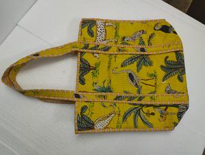 Sac fourre-tout matelassé Kantha, en coton fait main, couleur unie, été automne, fermeture éclair, bandoulière, sac de shopping, sac de voyage, vente en gros - Product Image 4