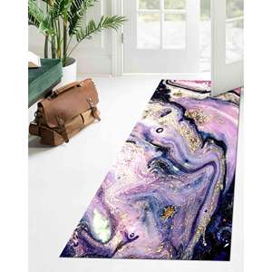 Alfombra de Mármol Dorado: Alfombra Decorativa Antideslizante con Diseño de Remolino Morado, Alfombra Suave con Pelo Corto - Product Image 4