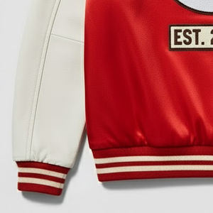 Veste universitaire en satin vintage pour hommes avec patchs brodés en chenille personnalisés, best-seller, streetwear, veste universitaire à boutons pour hommes - Product Image 6