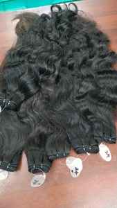 Extensions de cheveux humains Remy non transformés de temple naturel de haute qualité cheveux indiens avec des styles de vague naturelle et de vague profonde lâche - Product Image 2