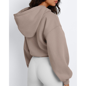Logotipo personalizado al por mayor de las mujeres de algodón de lana liso deportes Crop Drop hombro Sudadera con capucha para las mujeres entrenamiento Sudadera con capucha - Product Image 4