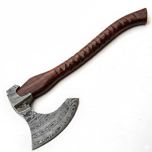 ขวานเหล็กดามัสกัสคุณภาพพรีเมียม พร้อมด้ามไม้เนื้อแข็ง สำหรับงานไม้กลางแจ้งและงานอเนกประสงค์ ขวานเหล็กดามัสกัสแบบสั่งทำ - Product Image 4