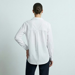Camisa Ligera Formal para Mujer, de Popelina Sólida, Transpirable y Elástica, con Bolsillo en el Pecho y Cuello de Camisa, 97% Algodón, Talla Única (38-44) - Product Image 2